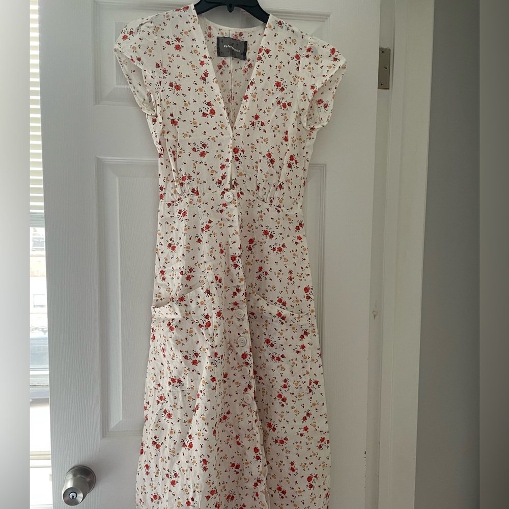 Reformation floral print midi dress